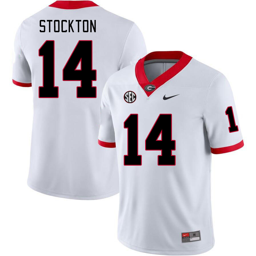 Georgia Bulldogs Men's Gunner Stockton #14 White Stitched College UGA Football Jersey 23SA018RH